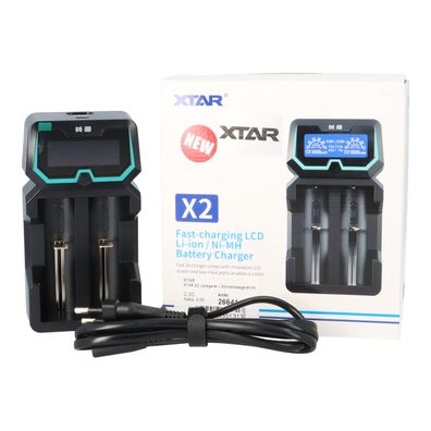 XTAR X2 Ladegerät – Schnellladegerät mit LCD für Li-Ion & NiMH