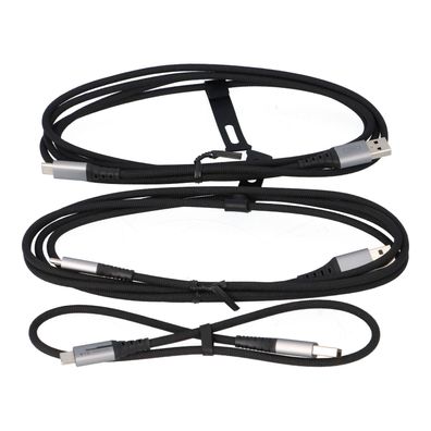 USB C Kabel, 3 Stück 2x2m+0,5m. 3.1A Ladekabel USB C Nylon Geflochten Schnellladek
