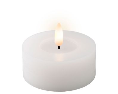 LED Teelichter 7x6cm mit Timer Wachs 2 Stück Weiß / Warmweiß