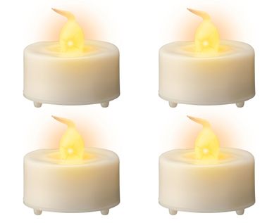 LED Teelichter mit Timer 3,6x3,6cm Kunststoff Weiß 4 Stück
