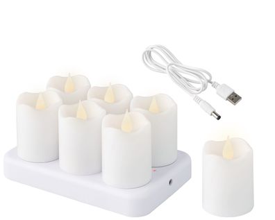 LED Teelichter 4cm Kunststoff 6er Set Weiß / Warmweiß