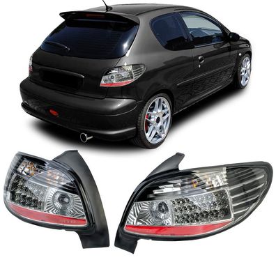 LED Rückleuchten Klarglas Schwarz für Peugeot 206 Schrägheck 3 + 5 Türer 98-09