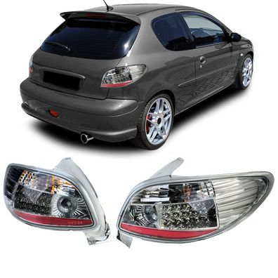 LED Rückleuchten Klarglas Chrom für Peugeot 206 Schrägheck 3 + 5 Türer 98-09