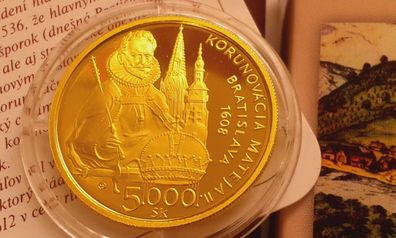 Original 5000 Korun 2008 PP Slowakei 9,5g Gold Kaiser Matthias II. - RDR