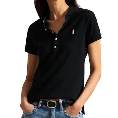Ralph Lauren Damen Polo Shirt Schwarz Kurzarm Classic Slim Fit