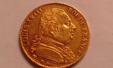 20 Francs 1815 Frankreich Ludwig XVIII. Präge B, 6,45g Gold - 1539 Exemplare -Rarität