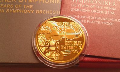 100 euro 2025 PP Österreich Wiener Philharmoniker 15,78g 986er Dukatengold 1/2 Unze
