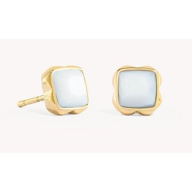 Ohrstecker - Edelstahl Gold - Weißer Quarz