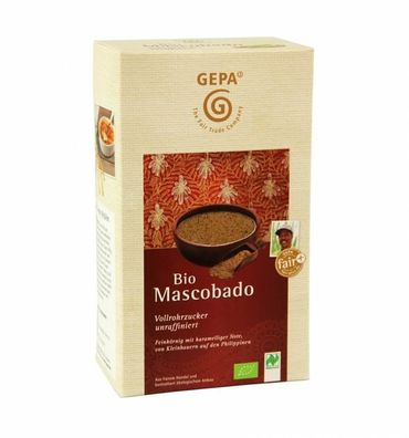 Gepa Bio Mascobado Vollrohrzucker, 500 gr, Bio Fairtrade, unraffiniert