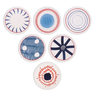 Saugfähige Keramik Deko Untersetzer für Tassen & Gläser | 10cm | 6 Stk. | Griechische