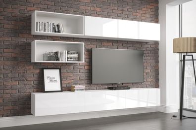 D98 249 cm Möbel Wohnzimmer Wohnwand Mediawand Wohnschrank Schrankwand Farbauswahl