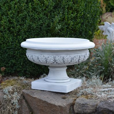 Große Blumenschale Motiv Ahornblatt Pflanzschale Pflanztrog Steinguss frostfest