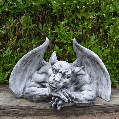 Große massive Steinfigur Gargoyle Torwächter Wächter aus Steinguss frostfest