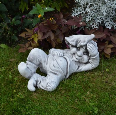 Große massiver Gnom "Ich, der Faulpelz" Troll Wichtel Kobold Steinguss frostfest