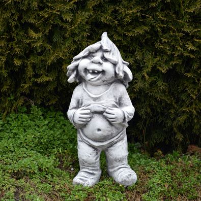 Großer massiver Gnom "Ich mag mich" Troll Wichtel Kobold aus Steinguss frostfest
