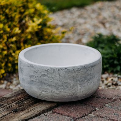 Massive Pflanzschale rund rustikal Blumengefäß Pflanzgefäß Steinguss frostfest