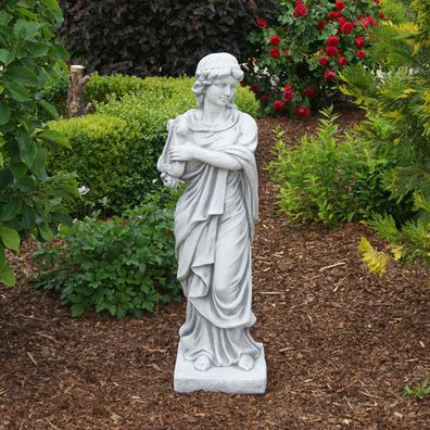 Massive Statue Frau-Figur Metis mit Harfe griechische Mythologie aus Steinguss