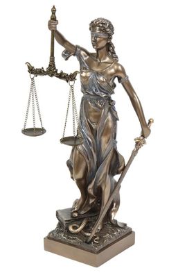 Justitia Statue Göttin der Gerechtigkeit Dekofigur Skulptur mit Waage Schwert H 31 cm
