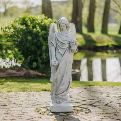 Massive Steinfigur Engel Statue groß aus Steinguss frostfest Grab Gartendeko