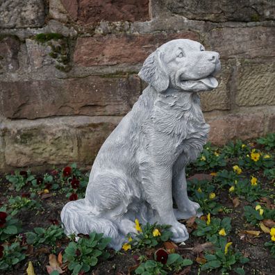 Massive Steinfigur Hund Statue Golden Retriever 53 cm aus Steinguss frostsicher