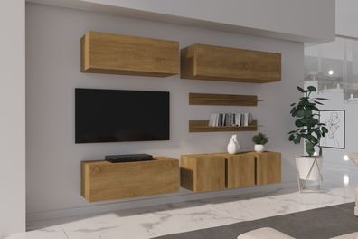 D125 238 cm Möbel Wohnzimmer Wohnwand Mediawand Wohnschrank Schrankwand Farbauswahl