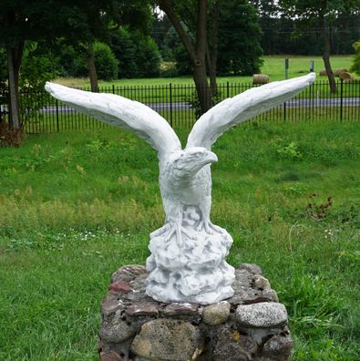 Massive Steinfigur Riesiger Adler Steinadler Blickrichtung links aus Steinguss