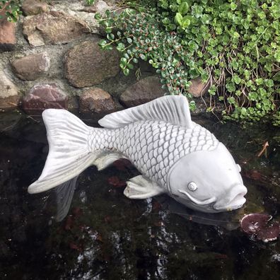 Massive Steinfigur Soragoi Koi groß Fisch Teich Steinkoi aus Steinguss frostfest