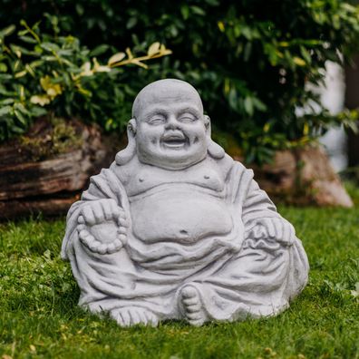 Massive Steinfigur Statue großer Buddha Mönch Tempelwächter Steinguss frostsiche