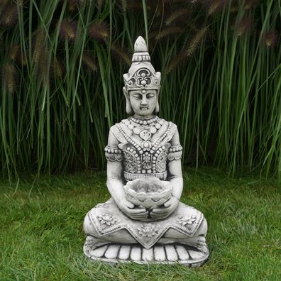 Massive Steinfigur Statue Thai Buddha Mönch Tempelwächter Steinguss frostfest