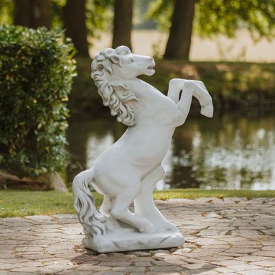 Massive Steinfigur stehendes Pferd Stute Hengst 100 cm aus Steinguss frostsicher