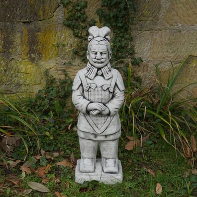 Massive Steinfigur Terrakotta Krieger H. 60 cm, 17 x 20 cm Steinguss frostsicher