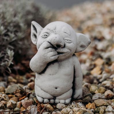 Massive Steinfigur Troll "Nasenbohrer" Gnom Wichtel Kobold Steinguss frostfest