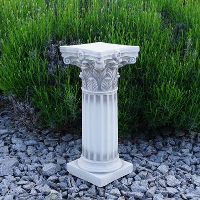 Massiver Stein Sockel Podest Säule Motiv Blätter Raumdeko Gartendeko Steinguss