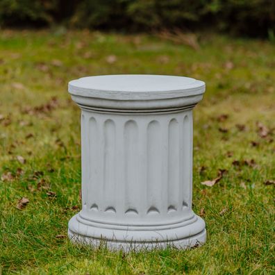 Massiver Stein Sockel rund groß Podest für Statue aus Steinguss frostfest (Gr. Groß)