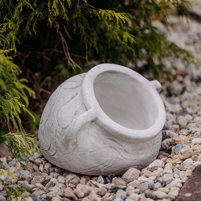 Massives Blumengefäß Amphore rund Pflanzgefäß Pflanztopf aus Steinguss frostfest