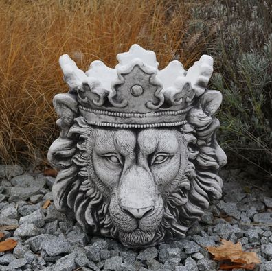 Massives Pflanzgefäß Motiv Löwe Löwenkopf Farbe schwarz aus Steinguss frostfest