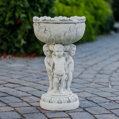 Massives Pflanzgefäß Pflanzschale Drei Engel Pflanzsäule aus Steinguss frostfest