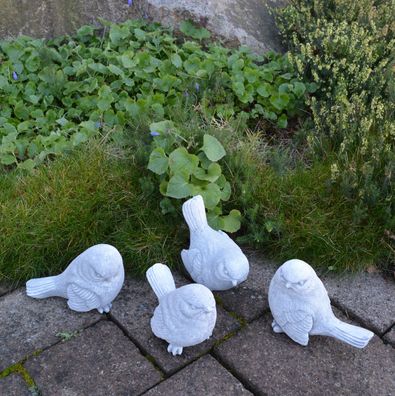 Sonderangebot: Familie Vogel Blaumeise massive 4 Steinfigur Steinguss frostfest