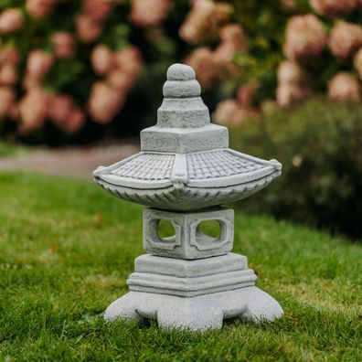 Top Modell große massive Yukimi japanische Steinlaterne aus Steinguss frostfest