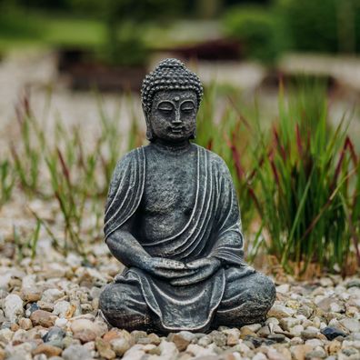 Top Modell Massiver Stein Buddha antik Feng Shui Gartenfigur Steinguss frostfesf