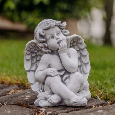 Top Modell! Massive Steinfigur Engel Grabdeko Raumdeko aus Steinguss frostfest