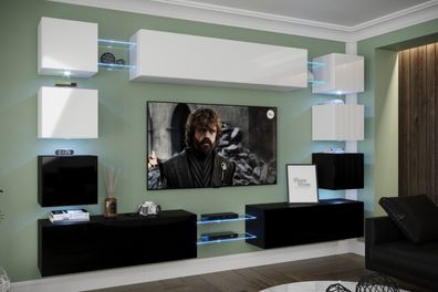 D41 313 cm Möbel Wohnzimmer Wohnwand Mediawand Wohnschrank Schrankwand Farbauswahl