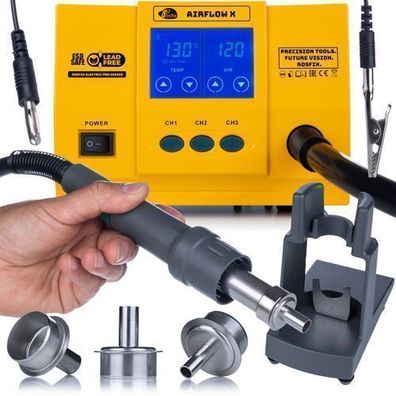 Rosfix Heißluft-Lötstation AirFlow X – 1300W LCD Touch | 3 Kanäle ESD