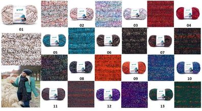 100g Gründl Alaska Print weiche Wolle Garn zum Stricken Häkeln GP 59,90€/1kg