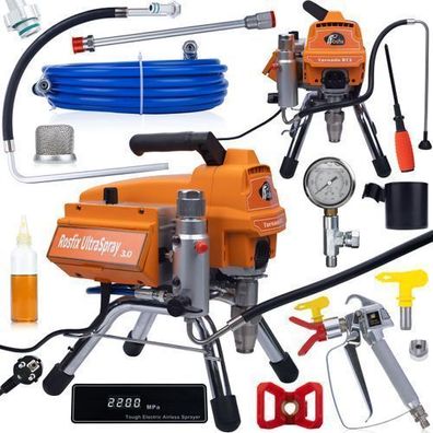 Rosfix Farbspritzgerät Tornado RT3 – 2200W 22MPa 2,5L/min | LCD-Anzeige