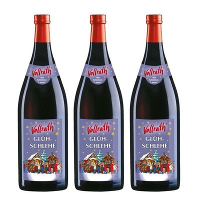 3 Flaschen Vollrath Glühwein aus Schlehenwein a´ 1,0 ltr. 9% Vol