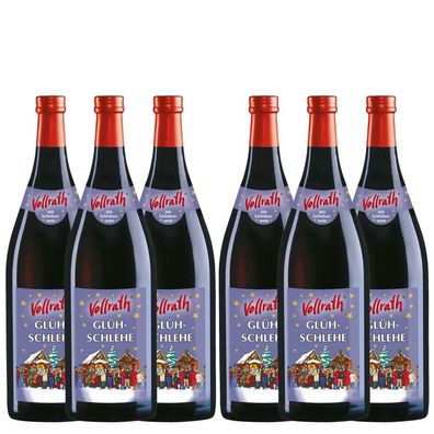 6 Flaschen Vollrath Glühwein aus Schlehenwein a´ 1,0 ltr. 9% Vol