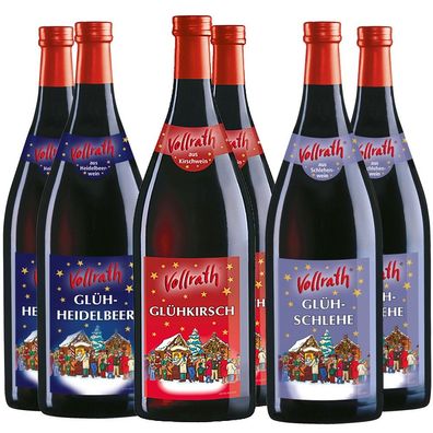 Glühwein Mix: 2xKirsch, 2xSchlehe, 2xHeidelbeer, je 1,0 ltr. 9% Vol