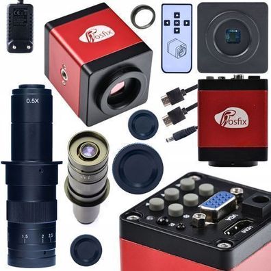 Rosfix Set Mikroskopkamera 2MP + Objektiv 180x – HDMI/VGA | C-Mount 1080p