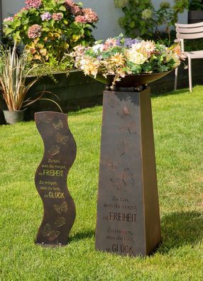 Gilde Schalenständer, "Freiheit", Spruch, Metall, braun, VE 4, H. 95 cm, D. 50 cm